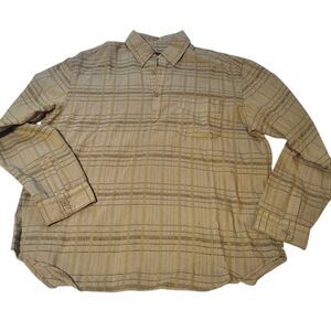 Weekendz off long sleeve henley wheat stripe shirt L